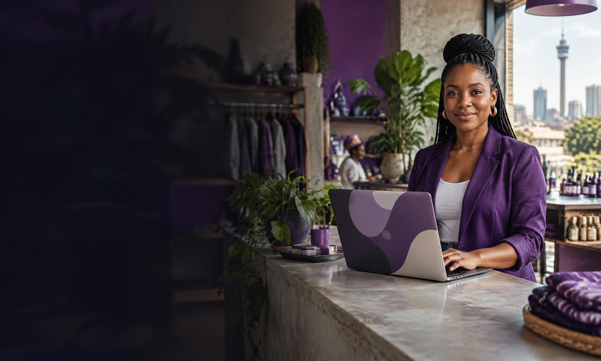 South African business owner working at her shop